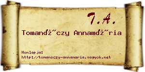 Tomanóczy Annamária névjegykártya